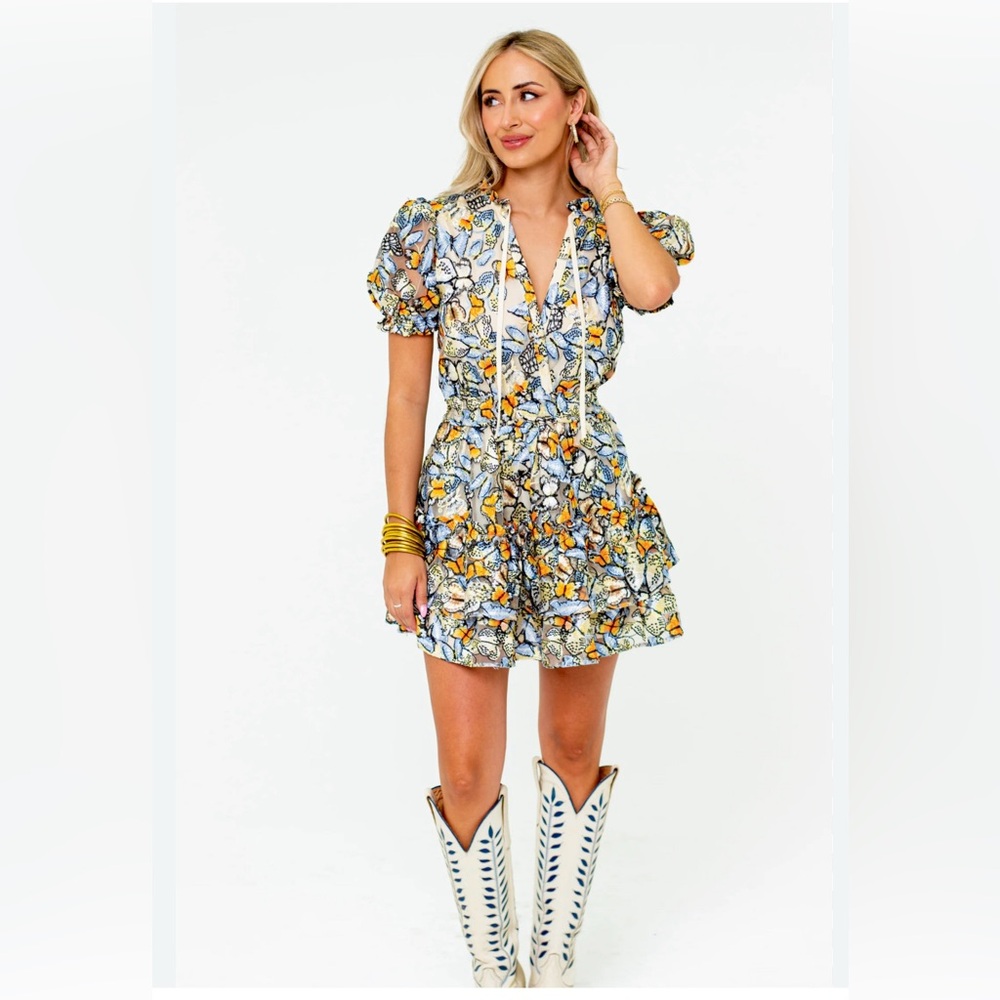 Buddy Love Clementine Floral Blush and Mustard mini Dress size XS